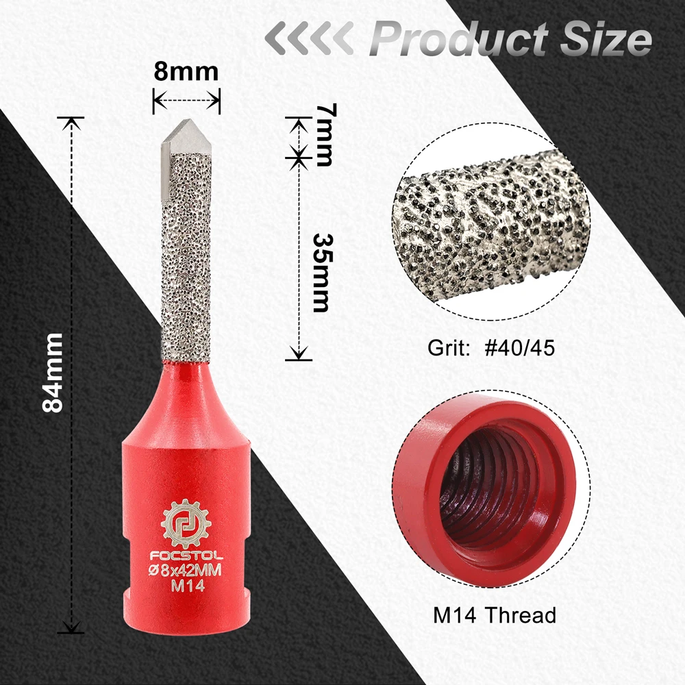 FOCSTOL Diamond Milling Bit Dia 8mm head hard alloy Remove Mortar Between Bricks Stones for Expanding Holes Finger Mill Bit