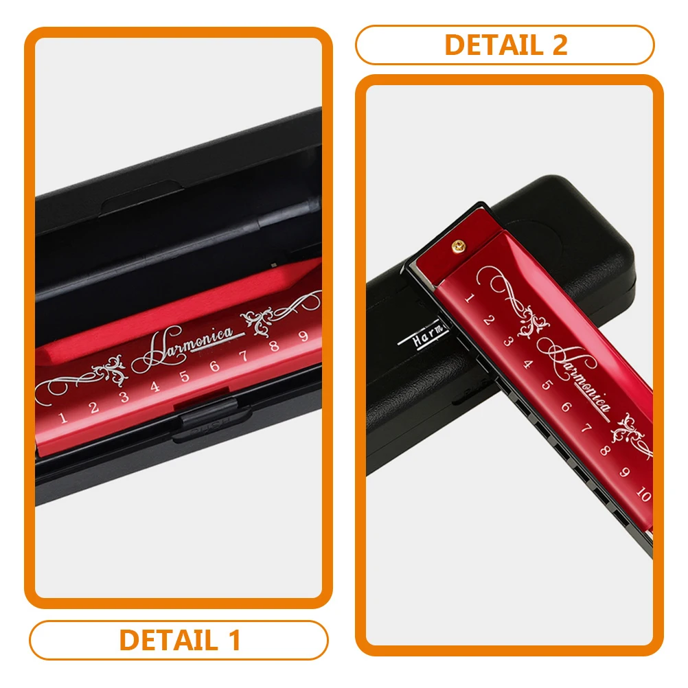 

10 Holes 20 Tones Harmonica C Key Metallic ABS Material Kids Adults Beginners Music Instrument Mini Mouth Organ Gifts