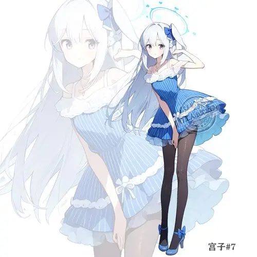 أرشفة زرقاء-Tsukiyuki Miyako سلاسل مفاتيح على شكل أنيمي ، لوحة موديل أكريليك ، ديكور مكتب ، إكسسوارات واقفة ، هدية عيد الميلاد