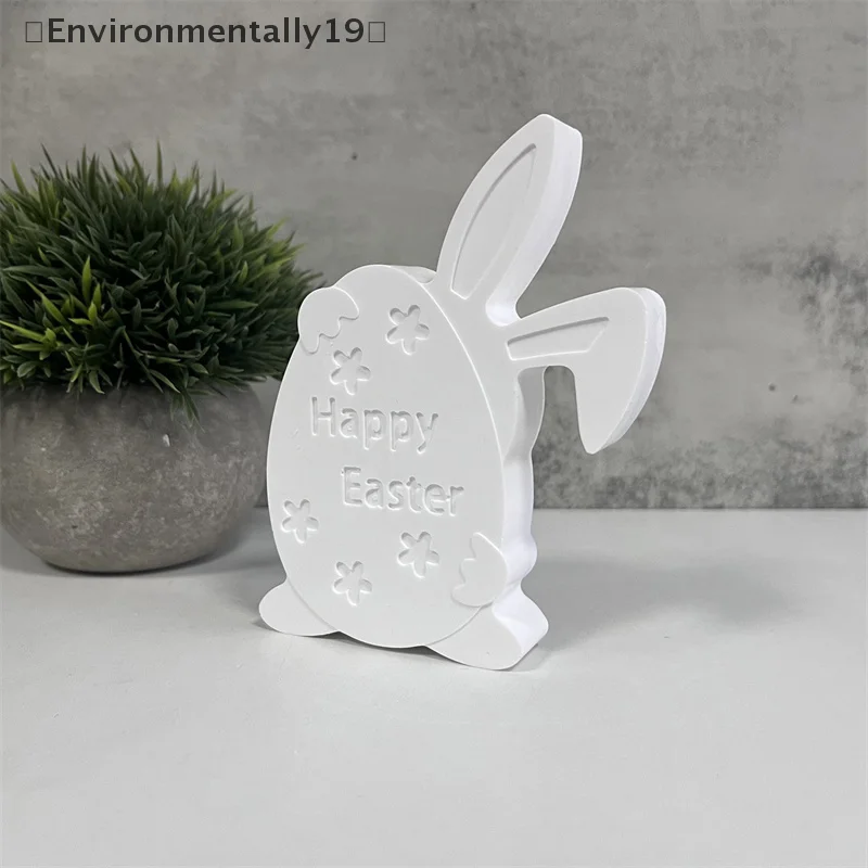 กระต่ายกอดไข่ซีเมนต์คอนกรีตแม่พิมพ์ Happy Easter Bunny ยิปซั่มปูนปลาสเตอร์แม่พิมพ์ซิลิโคนเครื่องประดับหัตถกรรมเรซินแม่พิมพ์