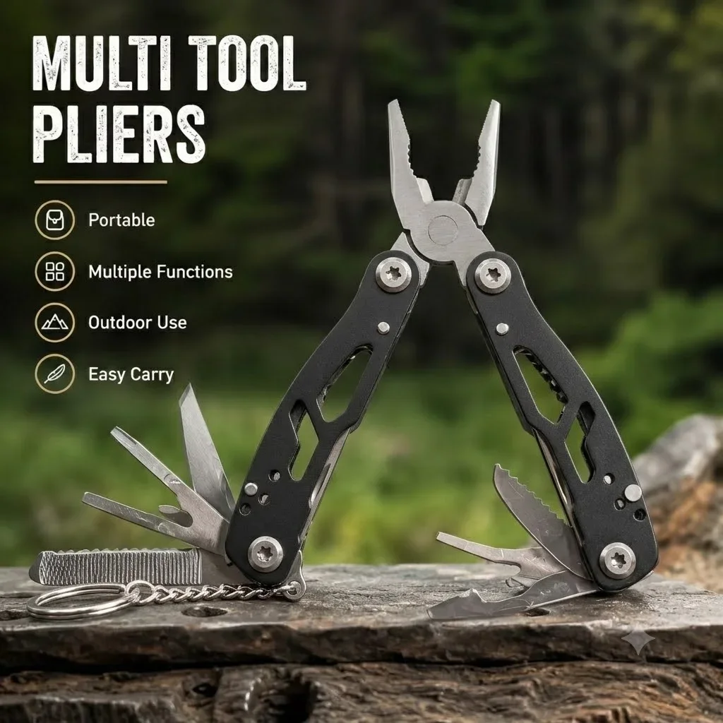 Outdoor Combination Pliers Pocket Multifunctional Pliers Tool with Bottle opener, Nail File, Pliers,Knife Camping Survival Tools