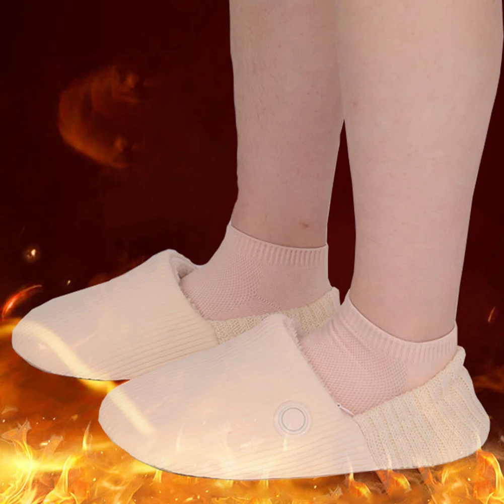 Unisex Electric Heating Shoes with 3 Heating Levels Warm Heated Slippers Rechargeable Foot Warmer Shoes for Cold Winter