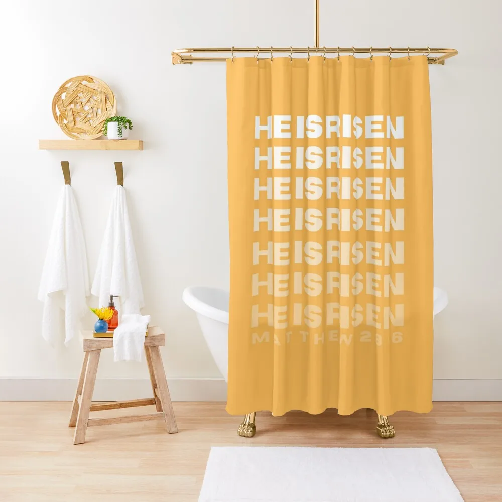 

He is Risen | Orange and White Shower Curtain Toilet Accessories Bathroom Bathroom Accessory Curtain