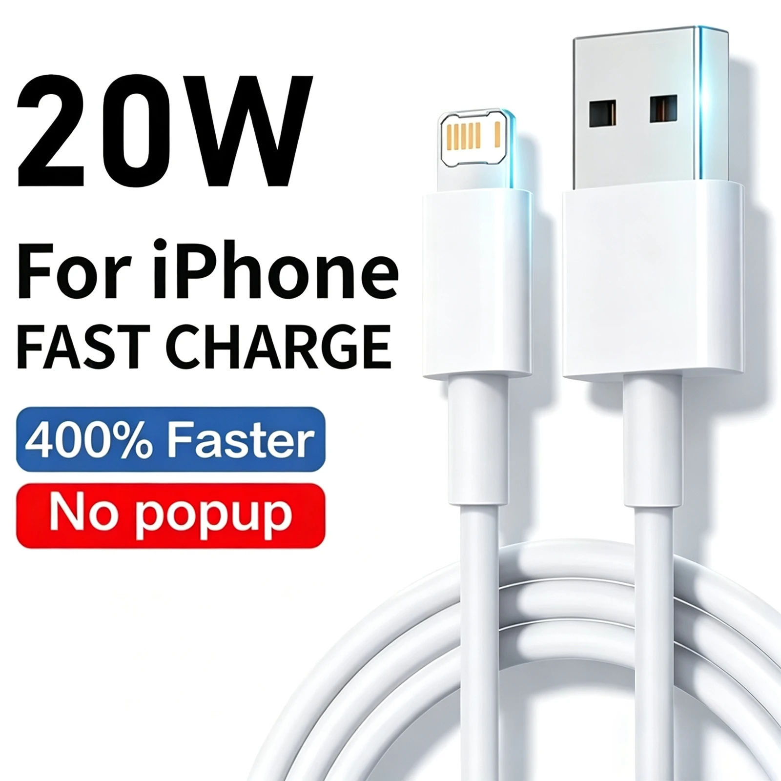 20W USB Fast Charging Cable For iPhone 14 Pro Max X XR XS Max 11 12 13 Mini 6 6S 7 8 14 Plus Quick Charge USB-A Data Sync Cable