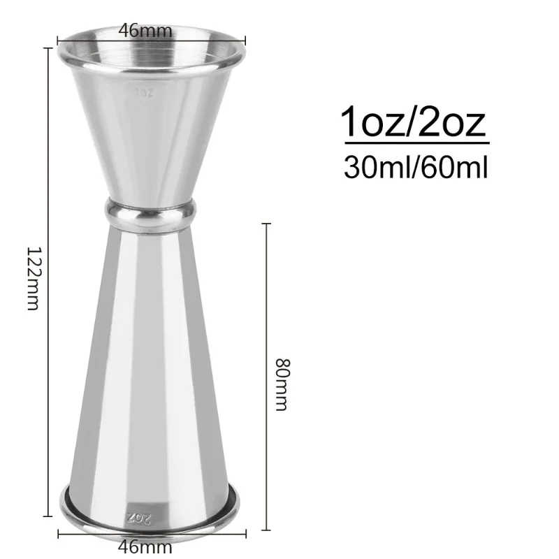 Cocktail Bar Jigger 1oz/2oz Stainless Steel Japanese Design Jigger Mojito Measure Mug Bar Tools Double Side Measuring Cup