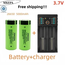 3.7V original high-quality 26650 lithium-ion rechargeable battery, 5000mAh 50A, suitable for LED flashlights and chargers