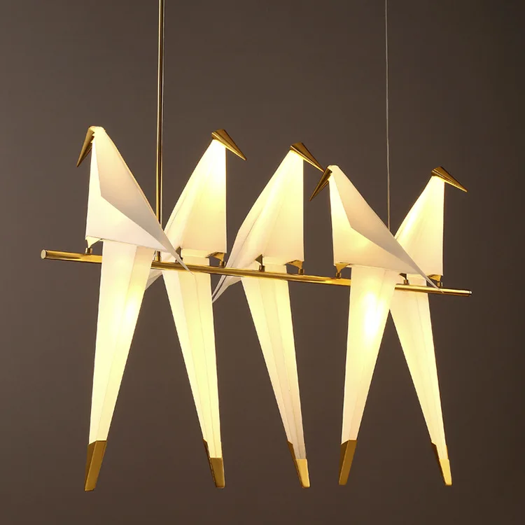 Birds paper chandelier Dining room Bar Kitchen island Origami lamp art decor Suspension pendant lamp Luminaire