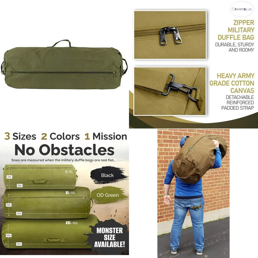 

Спортивные сумки в стиле GI, очень большие, в армейском стиле, 30x50 — 3 ручки, карманы и варианты хранения