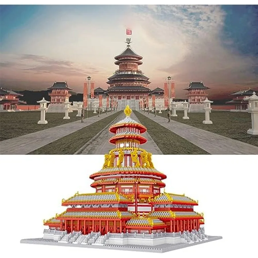 Conjunto de micro blocos de construção de arquitetura chinesa com 5436 peças para adultos Kit detalhado de modelo do palácio Ziwei com fama mundial