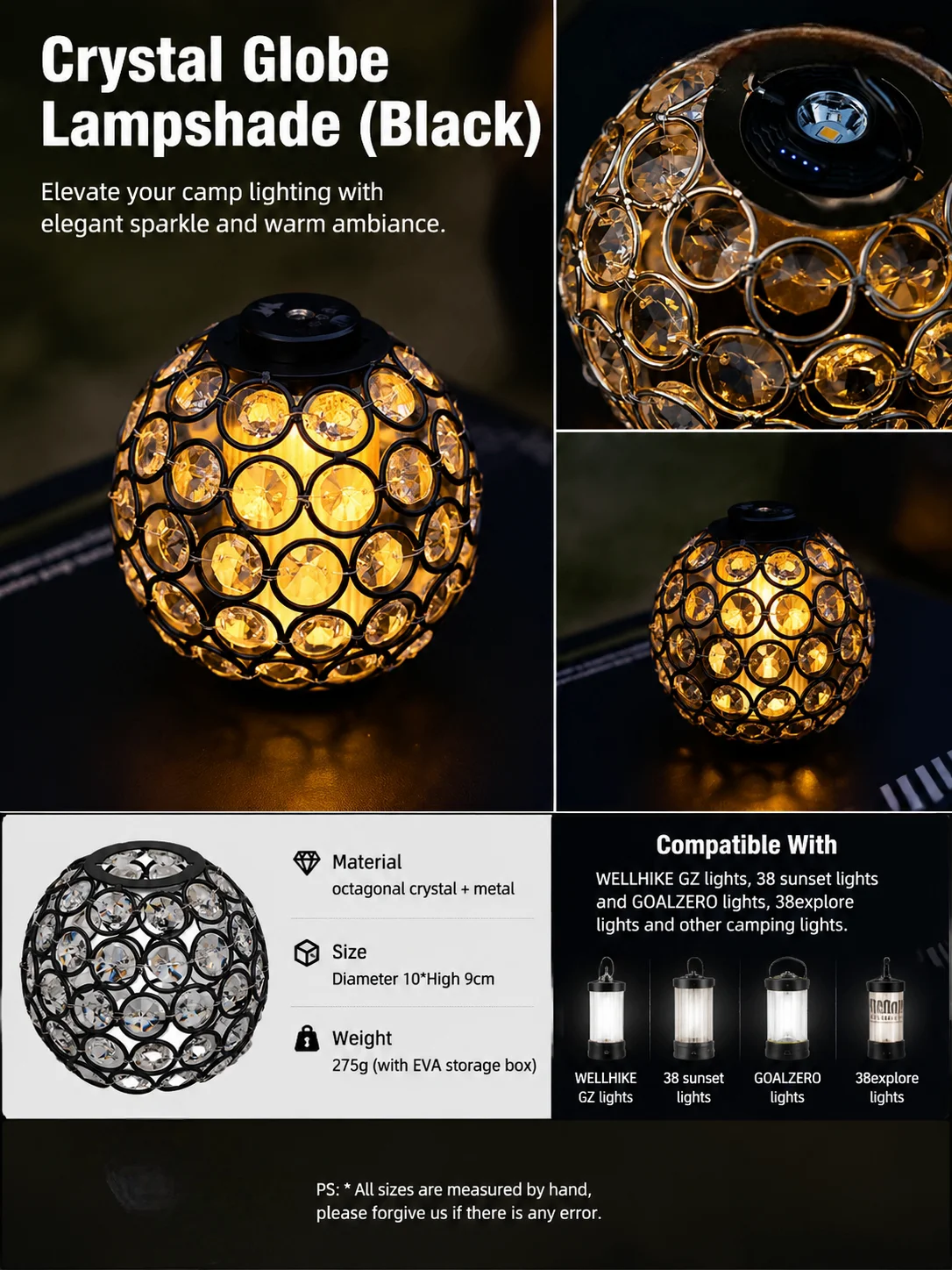 WELLHIKE Kristallkugel-Lampenschirm für Outdoor-Camping, Atmosphärische Abdeckung, Facettiertes Prisma, Passend für Goal Zero 38explore Zelt-Laterne Zubehör – Detail 5