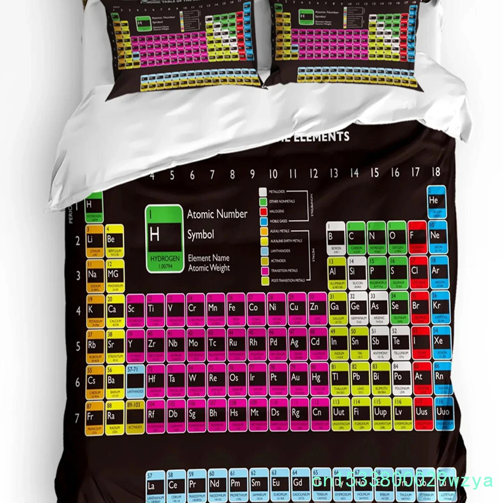 Chemical Periodic Table Of Elements Duvet Cover 3pcs Bedding Set Home Textile Quilt Cover Pillowcases Room Bedding Set No Sheet