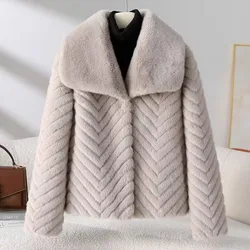 Popular high-end Hepburn style short Coat for women's Winter 2026 new Mink coat Ladies Fur Jackets Fox Fur Car Strip Mink Jacket