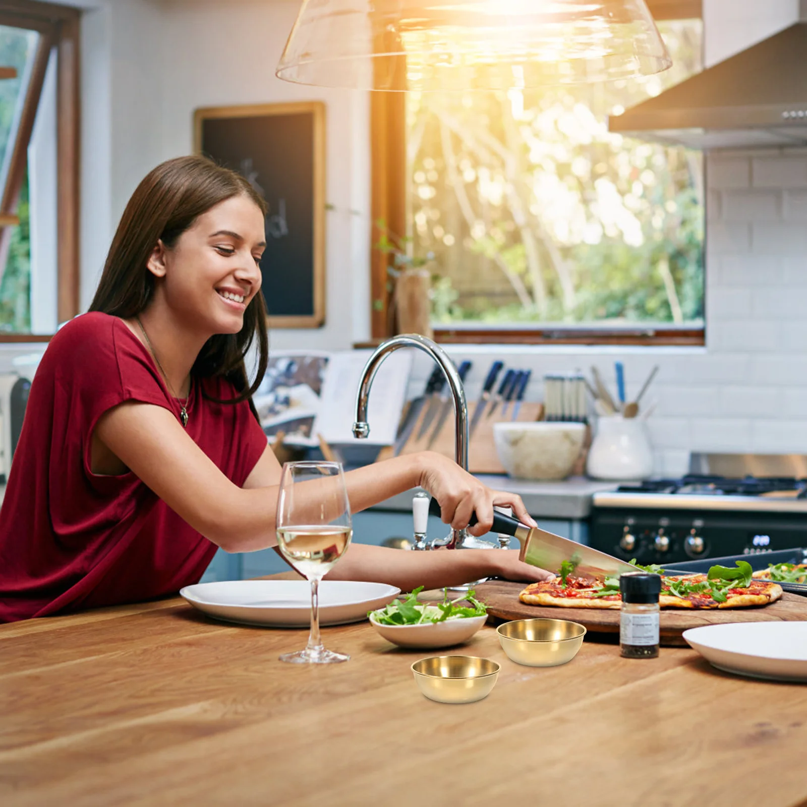 

4Pcs Stainless Steel Sauce Bowls Gold Finish Durable Dipping Sauce Dishes Condiment Cups Sushi Serving Appetizer Plates