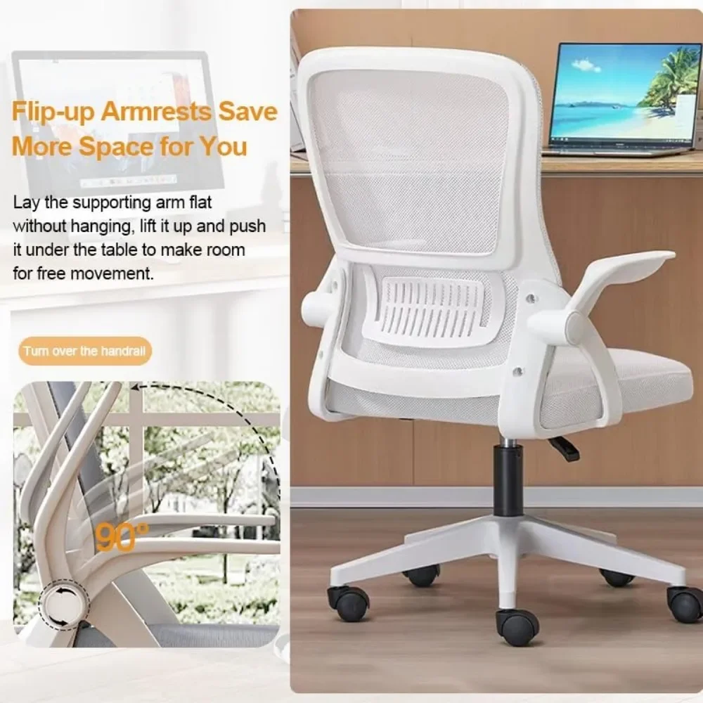 Ergonomic Office Chair with Breathable Mesh Back,  Adjustable Height, Swivel Chair with Flip-Up Arms and Lumbar Support