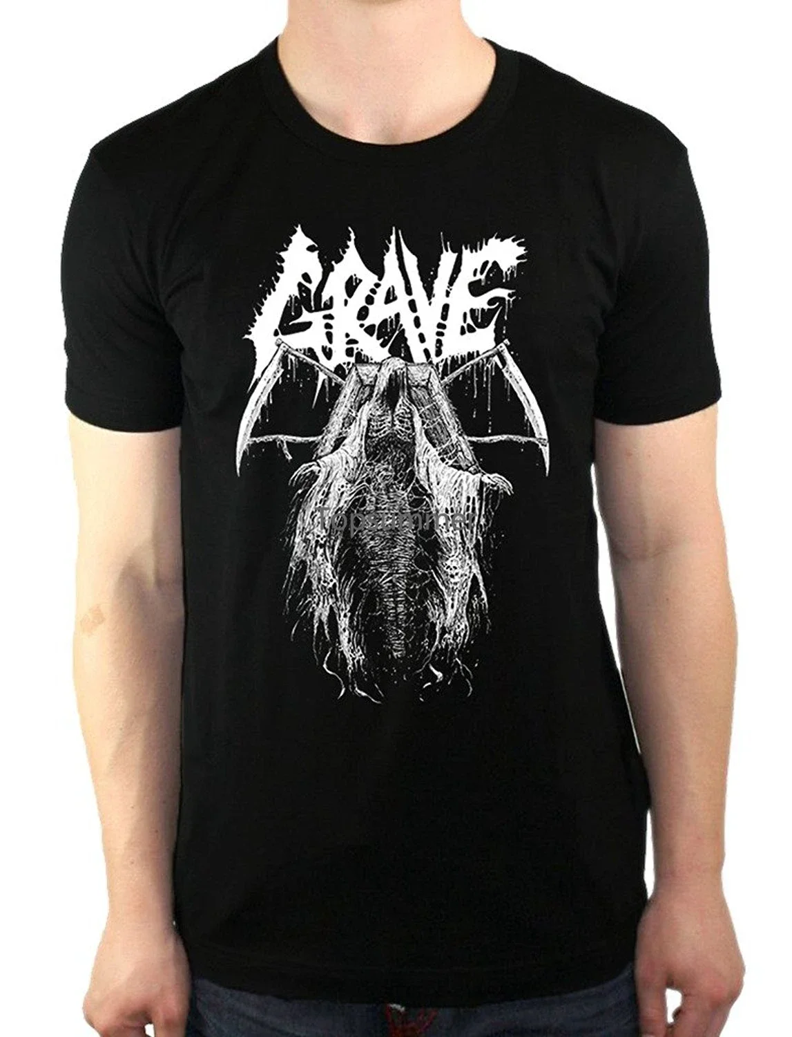 

2019 Fashion Grave Band Evil Grim Reaper Metal Logo Men'S T Shirt Tee Shirt