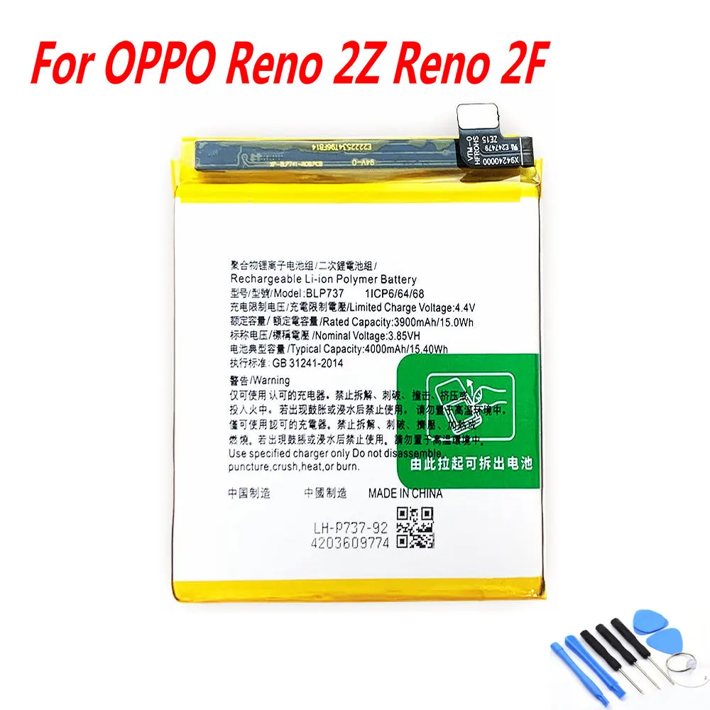 Original 4000mAh BLP737 Battery For OPPO Reno 2Z Reno 2F Mobile Phone