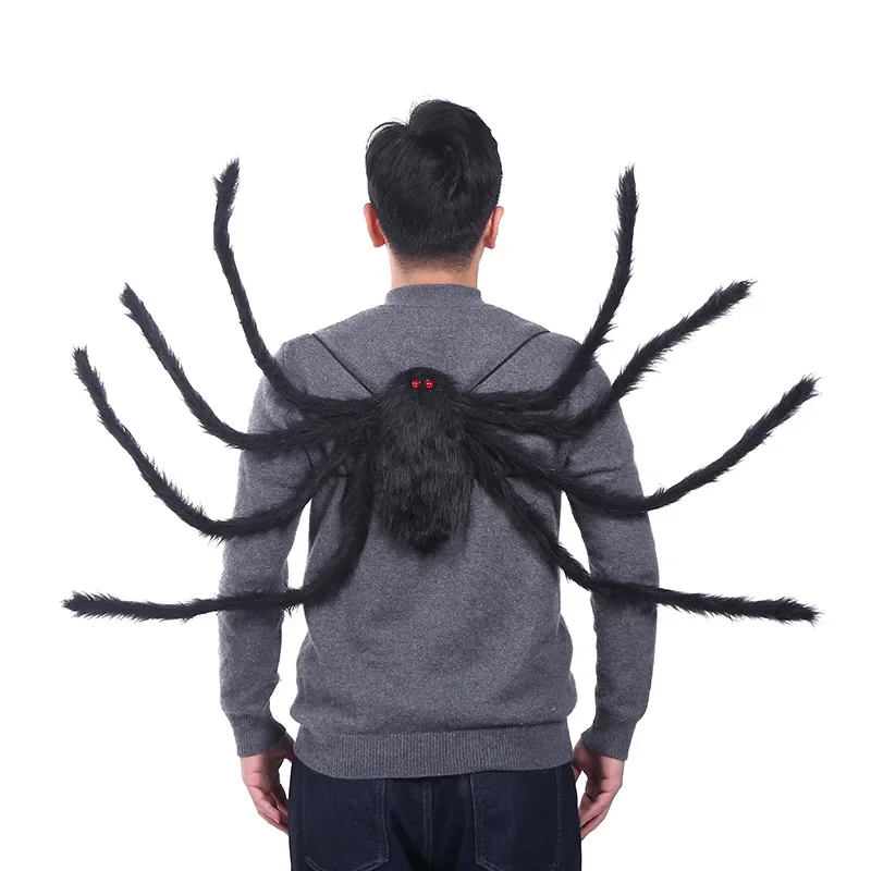 90/125CM Horror Plush Spider Bag Decoration Halloween Candy Backpack Big Spider Shape Trick or Treat Halloween Props Costume