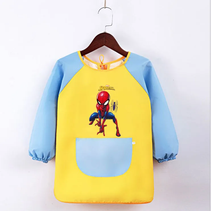 Marvel Spiderman personality Coat Apron Boys Painting Clothes Children's Waterproof Anti-Dirty Dining Clothes Long Sleeve Bib