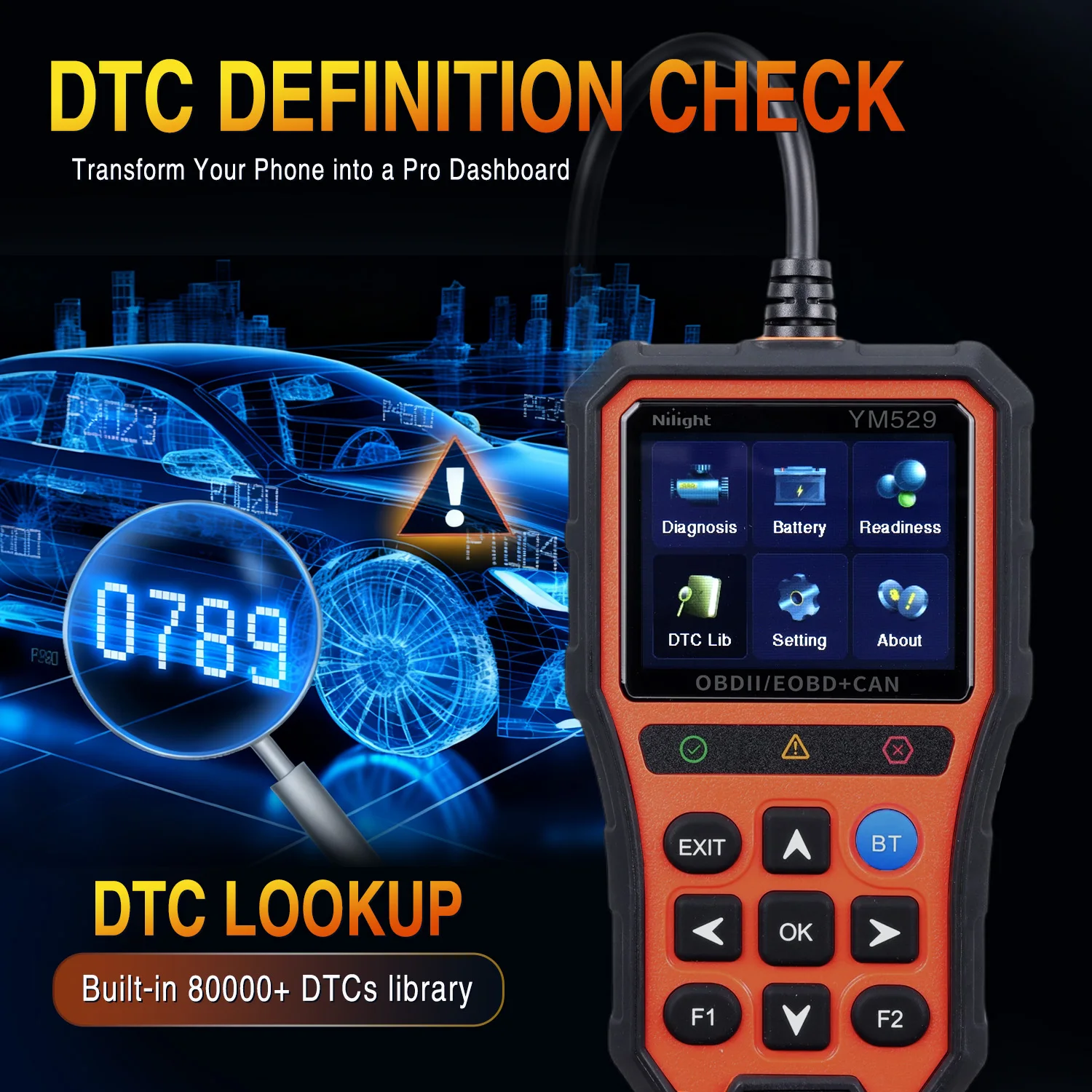 Nilight Smart Wireless OBD2 Scanner with Wireless Update - Professional Car Diagnostic Tool with 2.8