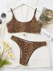 bikini sexy con stampa leopardata a fascia rugosa imposta due pezzi costumi da bagno perizoma costume da bagno beachwear costumi da bagno biquini