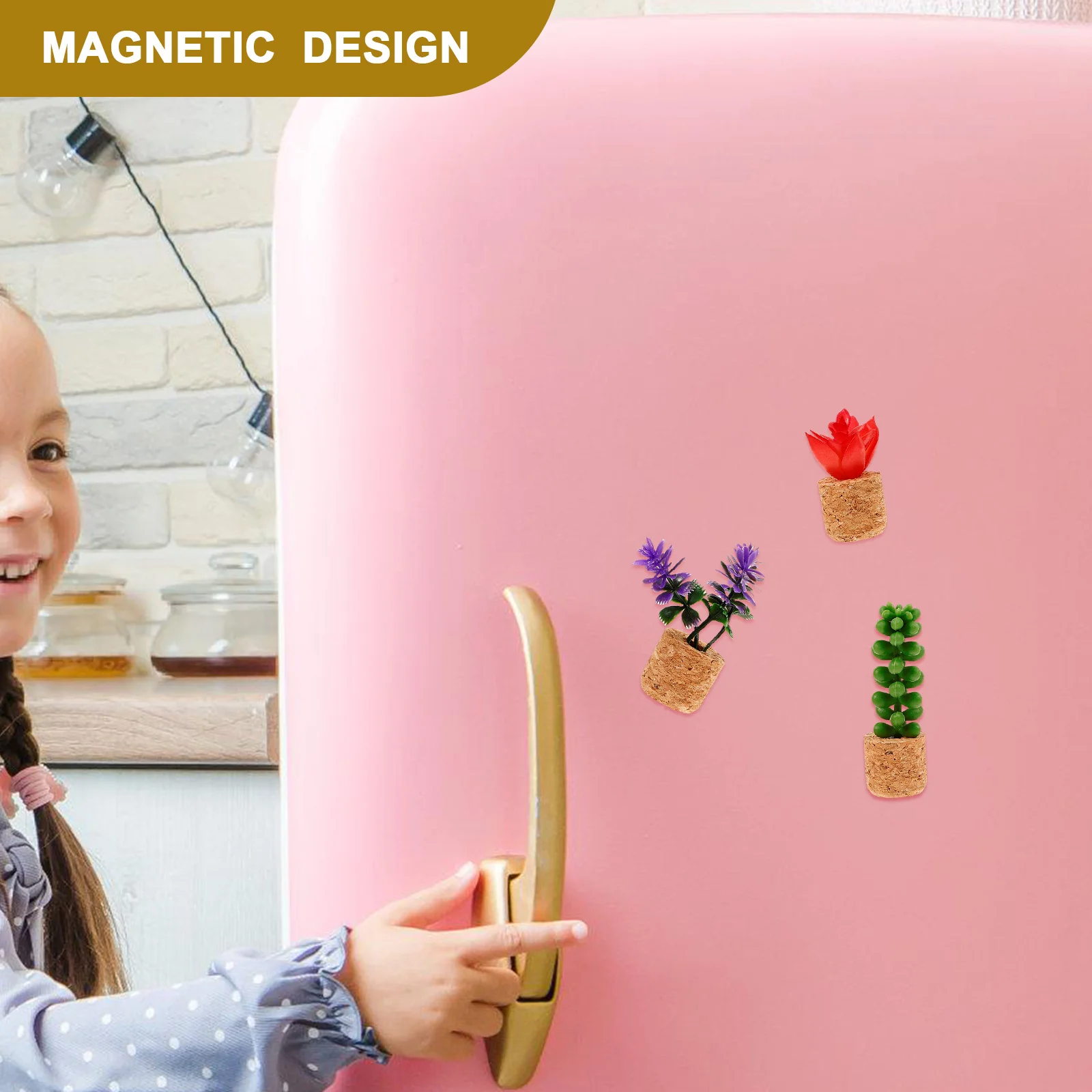

1Set Artificial Succulent Plant Miniature Fridge Magnet Magnetic Refrigerator Decoration Plant Fridge Decor Home