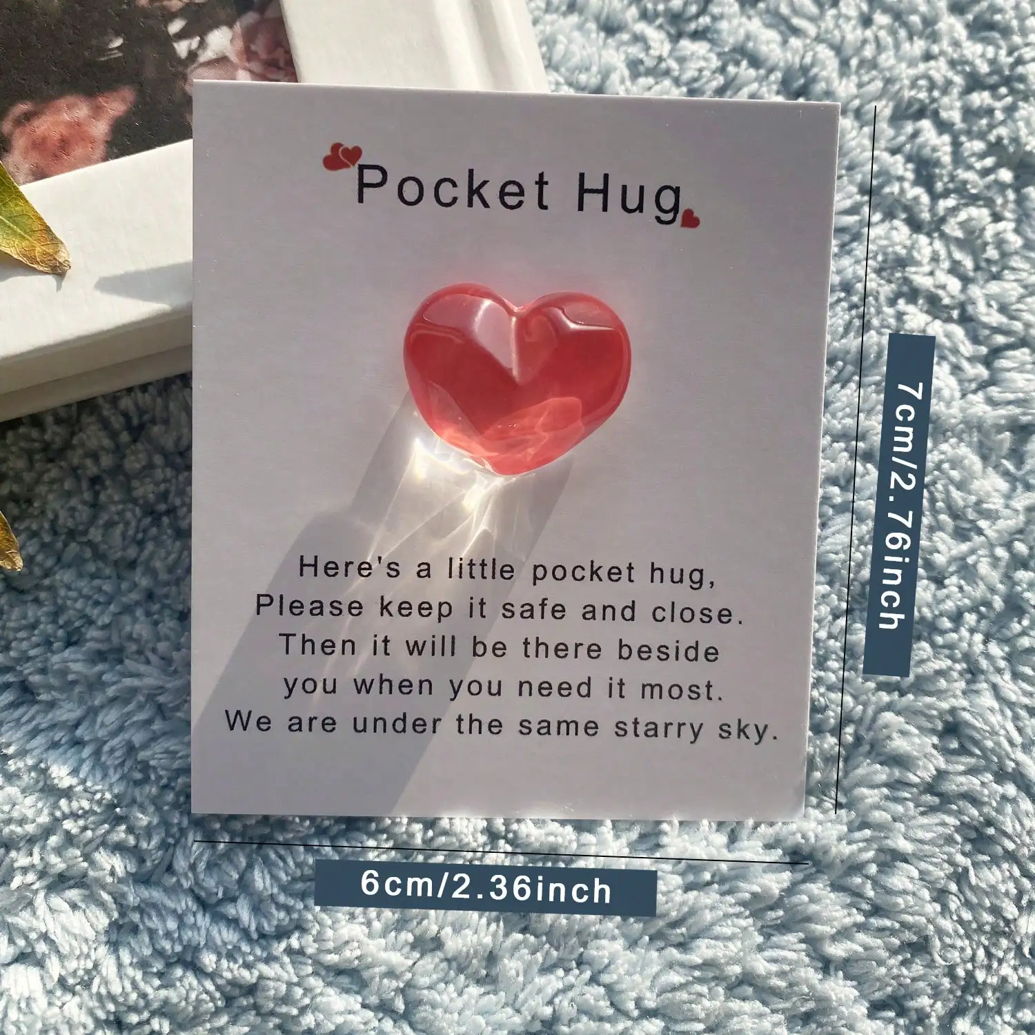 1pc, A Tiny Little Pocket Hug Poem Card,Thinking Of You Gift Cute Resin Animal Decoration With EncouragingGreeting Card