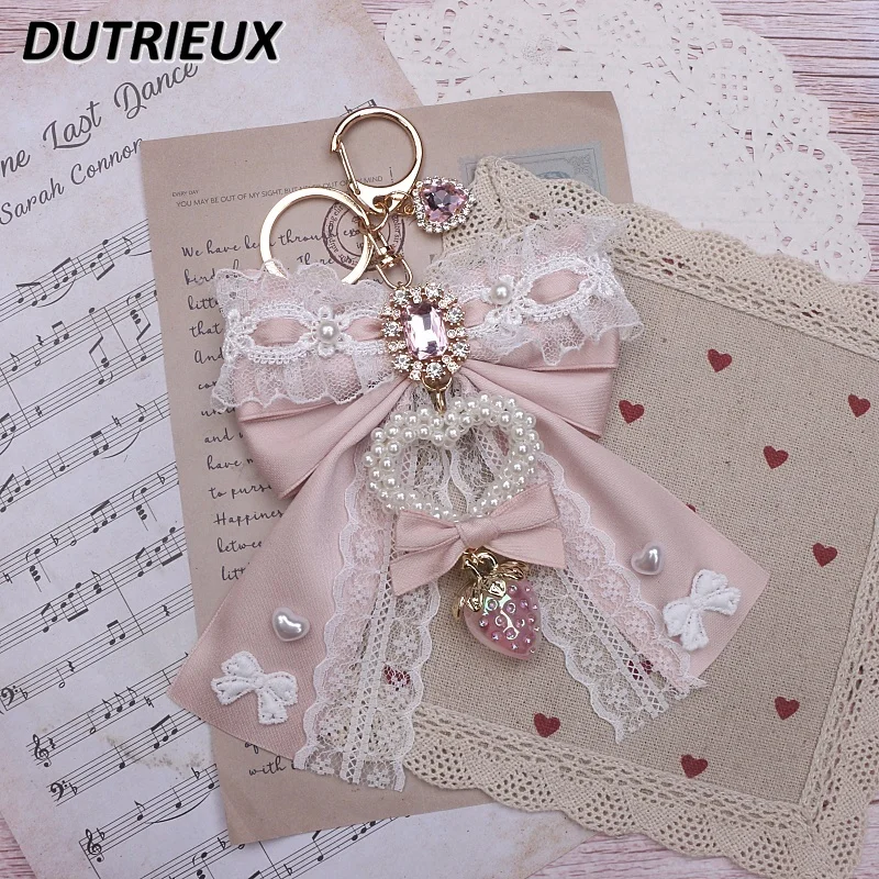 Japanese Original Handmade Mine Series Ornament Handbag Pendant Bag Keychains Sweet Lace Bow Decoration Bags Accessories