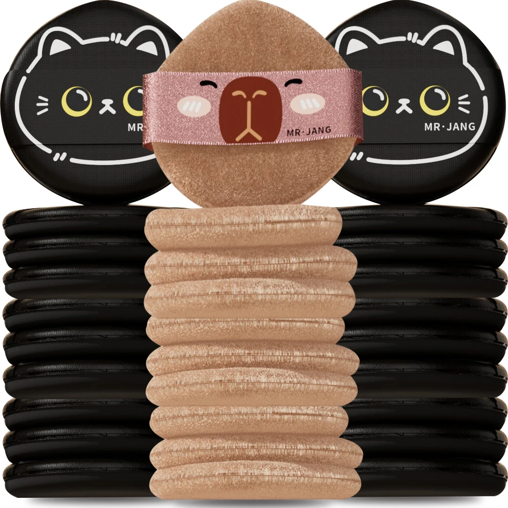 10 Uds. Cojín de aire de doble cara de dibujos animados, esponja para polvos sueltos, base cosmética, esponja para herramientas de maquillaje amigable con la piel seca y húmeda