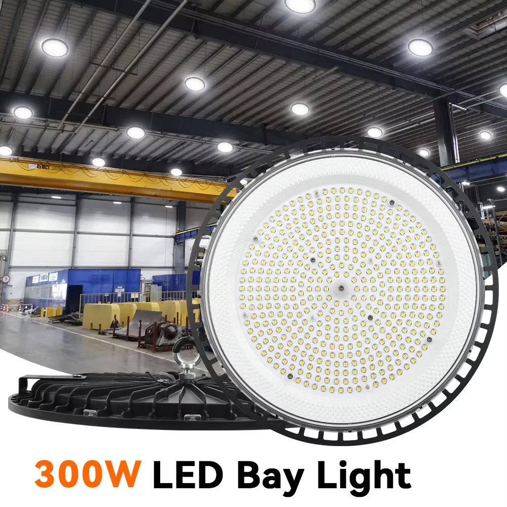 

300W LED Industrial Light UFO Super Bright Round High Bay Lights Cold White Spotlights for Garage Barn Warehouses Factories Lamp