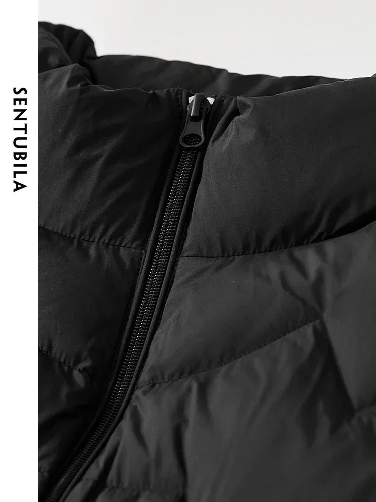 SENTUBILA Short Down Coat Women Puffer Jackets 2024 Winter Duck Down Stand Neck Zipper Warm Outerwear Woman Clothes W44Y56637