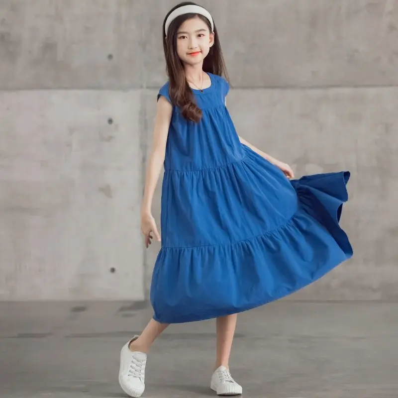 

Sleeveless Summer Dress Tweens Girls Clothing Children Kids Dresses Girl White Princess Party Beach Puffy Clothes 8 10 Years 9 7
