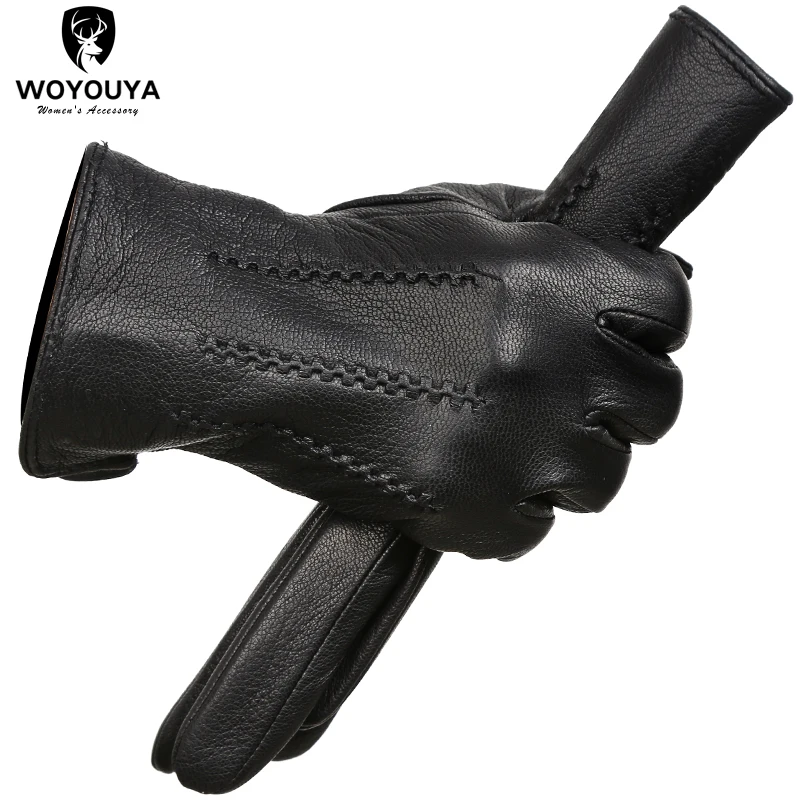 

2024 Fashion deerskin Men's gloves,Best-selling soft men's winter gloves,Keep warm black gloves men Wave design -8001N