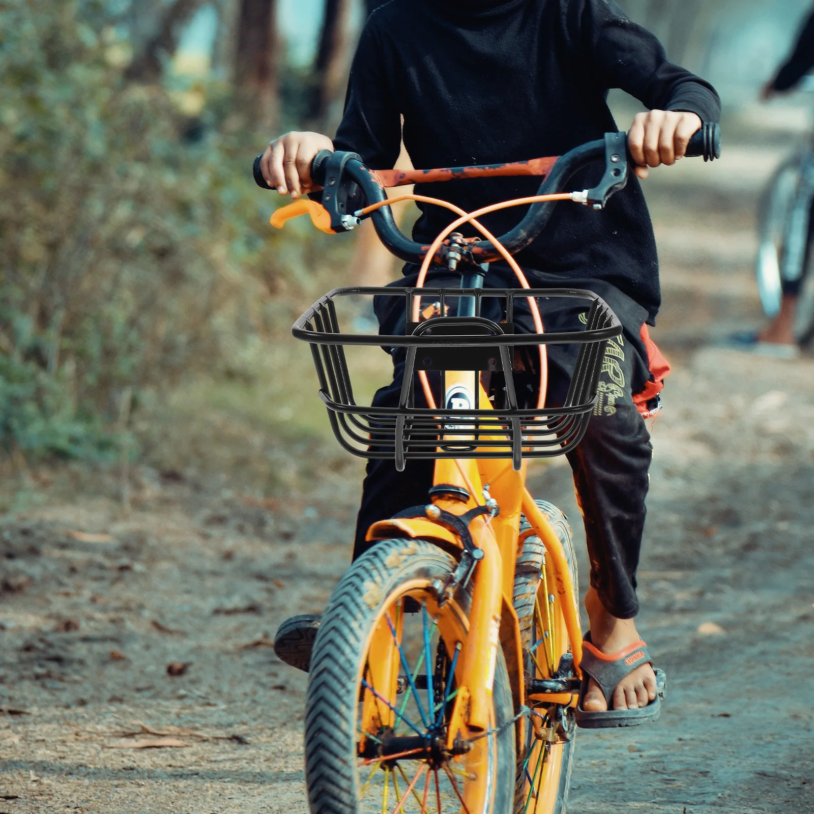 

1Pcs Waterproof Bike Basket Large Capacity Iron Kids Front Handlebar Cycling Accessory Rainproof Stable Bike Accessory