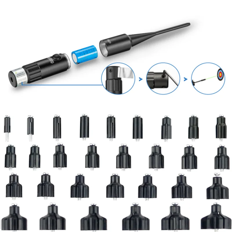 Laser Bore Sight 30 Adapters 0.22 - 0.50 .17 .177 .22 to 12GA Laser Collimator