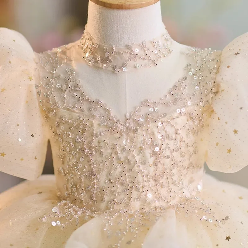 JDY Ele Princ Skirt for Children Champagne Sequins Super Fairy T Performance Exam Birthday Par Evening Gown فساتين بنا
