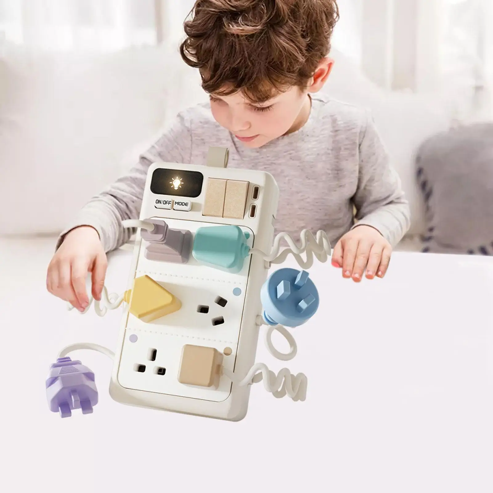 Sensory Plug Outlet Educational Toys with Realistic Plugs Birthday Gift Interactive Power Strip Toy