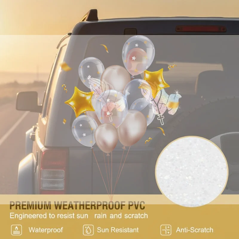 Glitter Praying Hands Car Sticker Waterproof Removable No Residue Decal for Laptop Car Window Luggage Decor