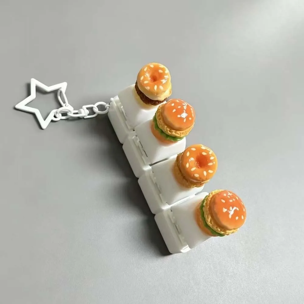 Cute Glow Design Decompression Button Simulation Keyboard Cream Bread Mini Keyboard Pendant Burger Sandwich Luminous view 4