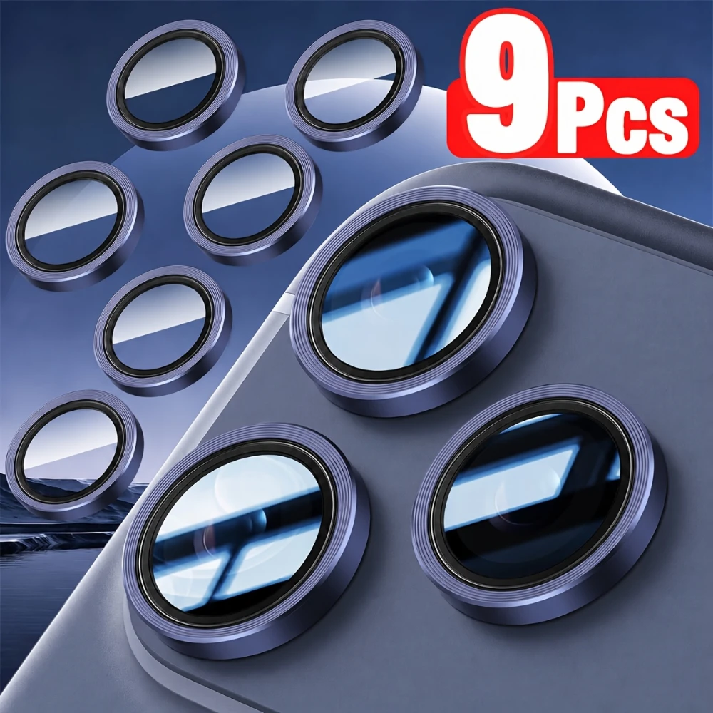 NNBILI 9pcs Camera Lens Protector for iPhone 17 16 15 14 13 12 Pro Max 17, Tempered Glass Screen Protector High-Quality Glass