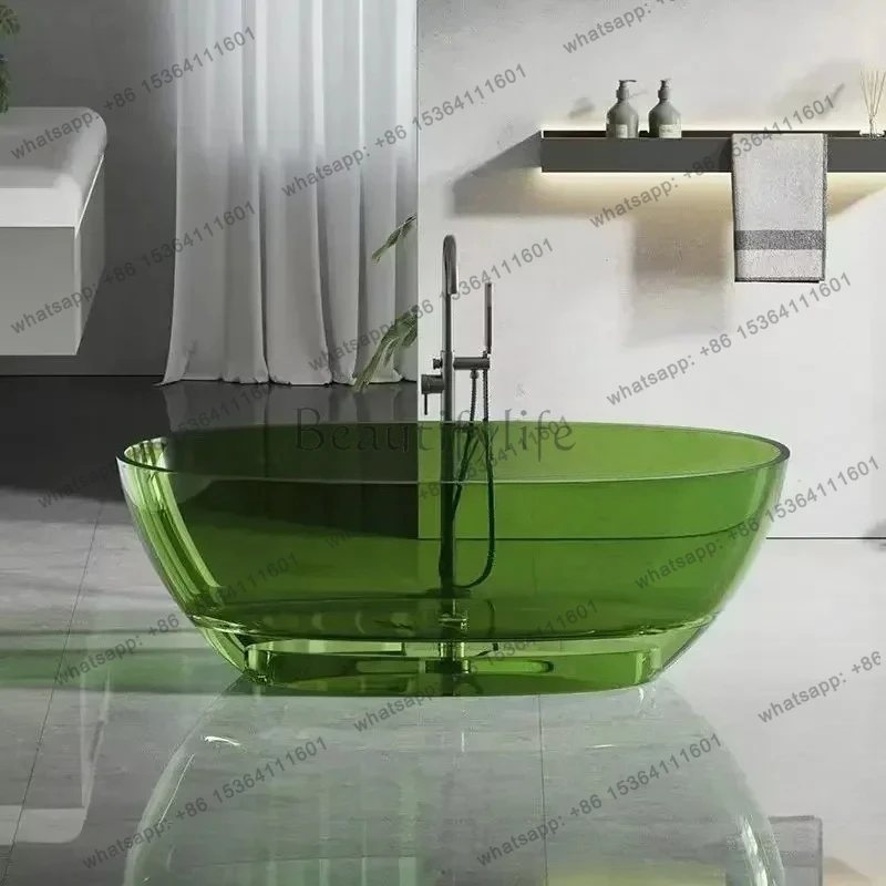 

Ванна из искусственного камня с эффектом кристаллической смолы для дома и отелей, прозрачная, цельная, для гостиниц и домашнего использования, отдельностоящая.