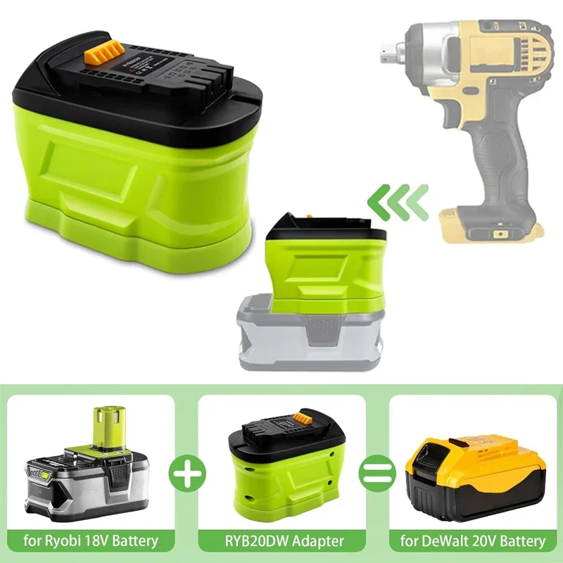 Adapter Converter for Ryobi 18V Li-ion Battery To for Dewalt 18V 20V Li-ion Battery Cordless Power Tool Drill Use