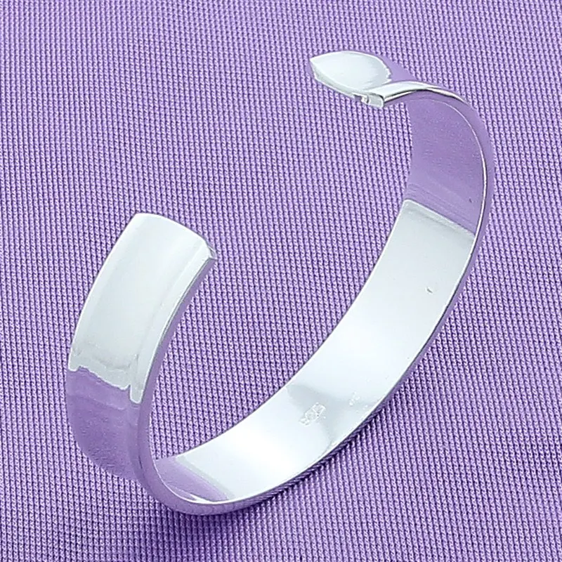 Fashion Jewelry Stylish Simplicity Cuff Bracelet for Women Wedding Engagement Gift - 925 Sterling Silver Bangles