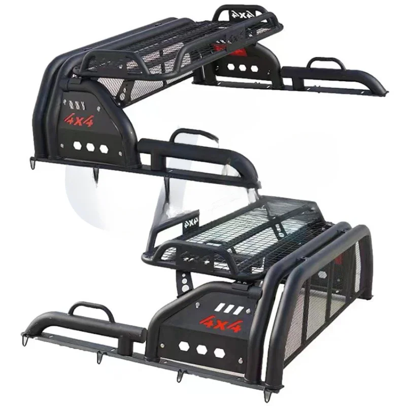 Custom Black Sports Roll Bar 4x4 Pickup Truck Roll Bar With Luggage Basket For Different Car Models