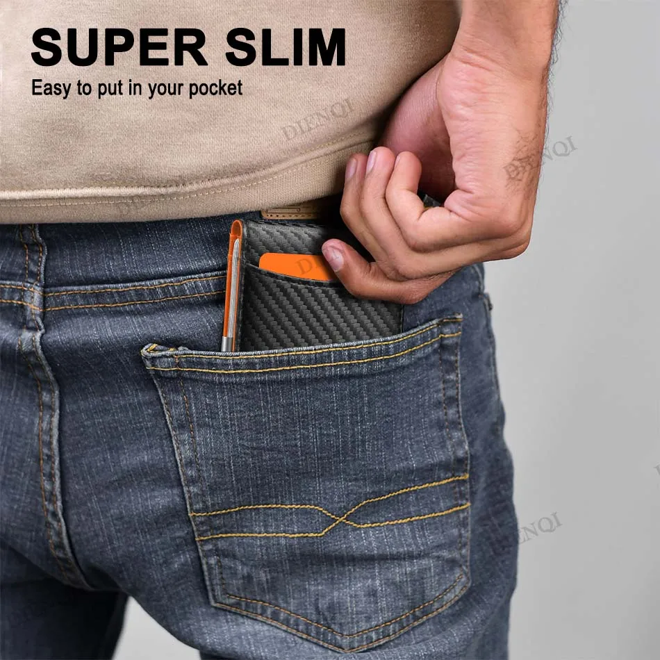 Men Wallets Money Bags Slim Thin Coin Pouch Clutch Money Purse Male Black Wallet Choice Rfid Carbon Fiber Card Holder Coin Purse