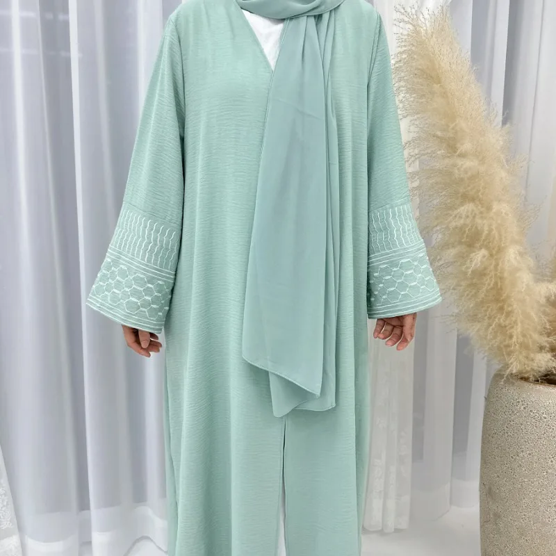 Fashion Embroidery Kimono Oversized Muslim Robe abaya syari female full length Opened Muslim abaya Worship Service abayas wy1999