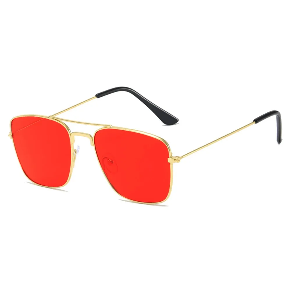 

Fashion Metal Double Bridge Sunglasses Colored UV400 Metal Sunglasses Square Ocean Lens Shades Summer Travel Beach Driving