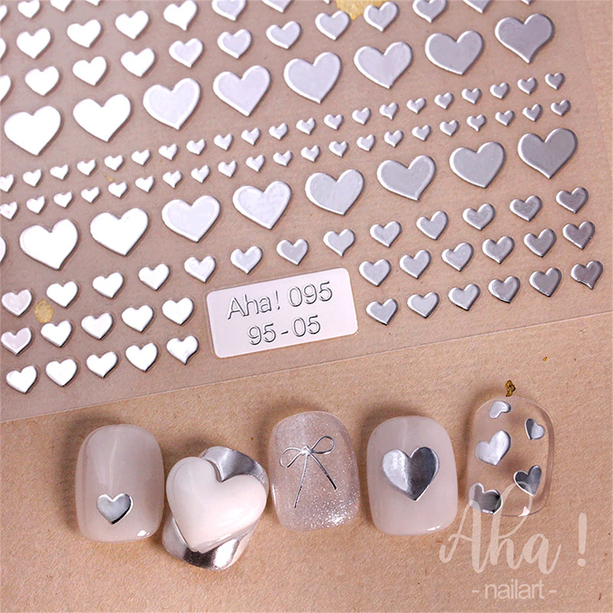 1pcs 3D Kawaii Heart Nail Art Stickers Colorful 3Sizes Love Self Adhesive Nail Decorations Slider Decals DIY Manicure Supplies