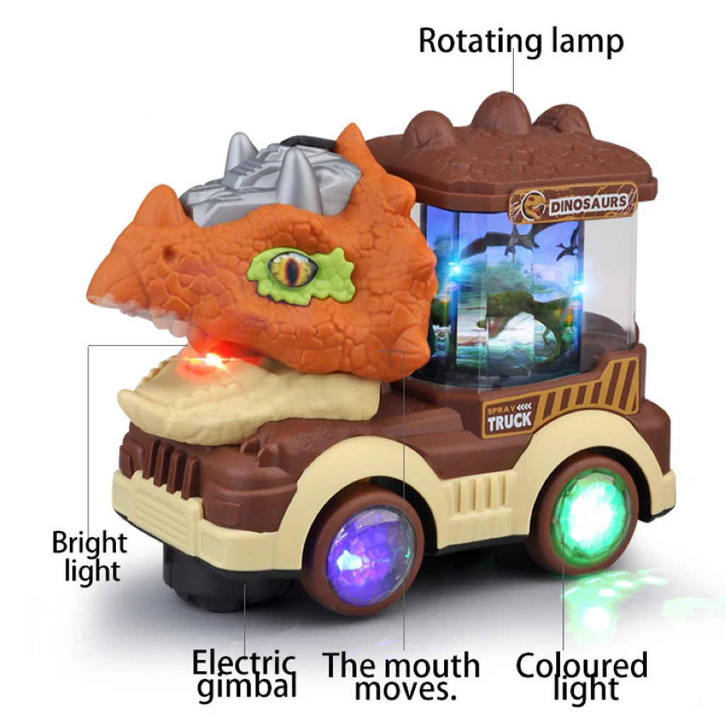 Dinosaur Electric Toy Car With Lights And Music Triceratops Tyrannosaurus Rex Toy Gift For Boys And Children