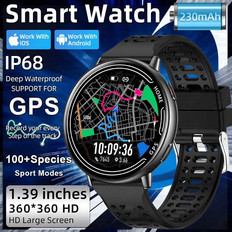 LIGE Built-in GPS Smart Watch 2026 New Bluetooth Call Heart Rate Monitor 1ATM Waterproof 1.39'' Display Men Sports SmartWatch