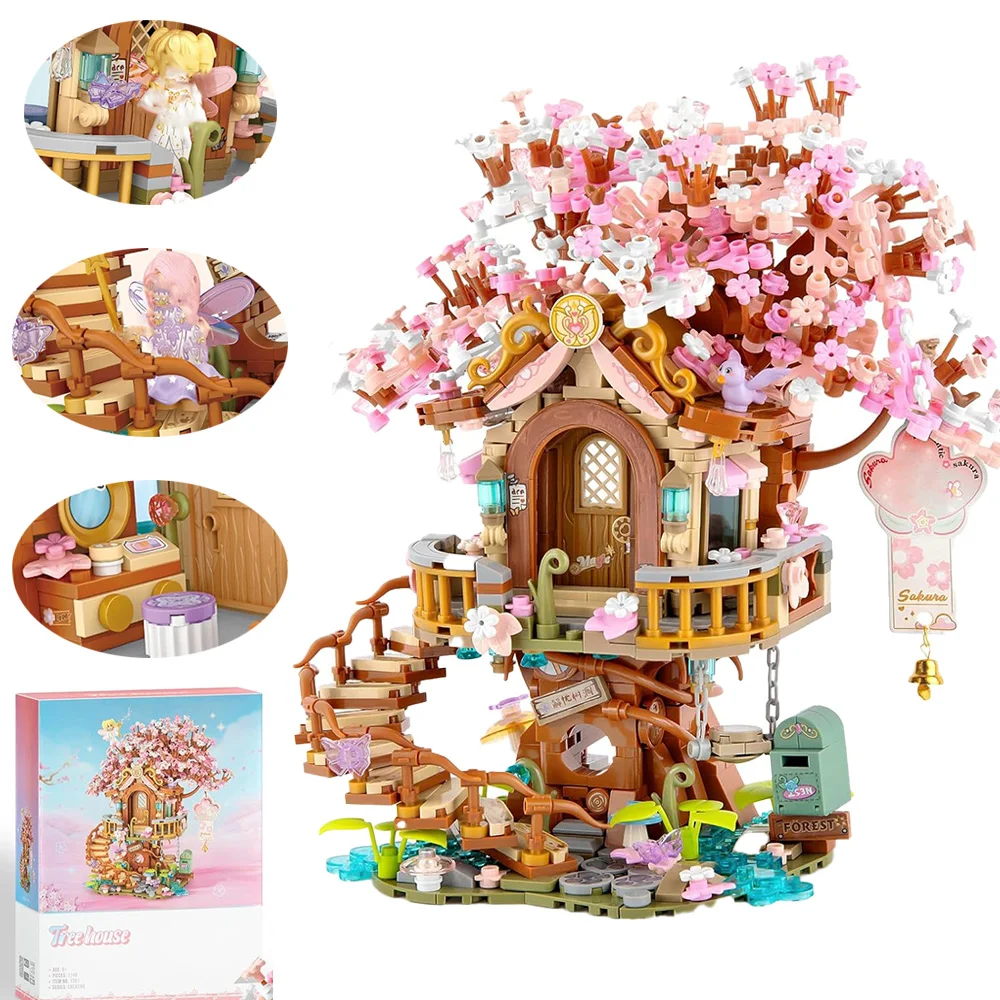 Set di ornamenti a forma di casa sull’albero di ciliegio in fiore, ideale per decorare la casa, la camera da letto o il soggiorno, un regalo raffinato per adulti.